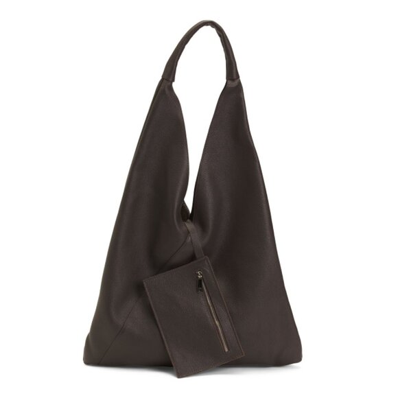 MARLON Brown Made In Italy Leather Large Unlined Hobo